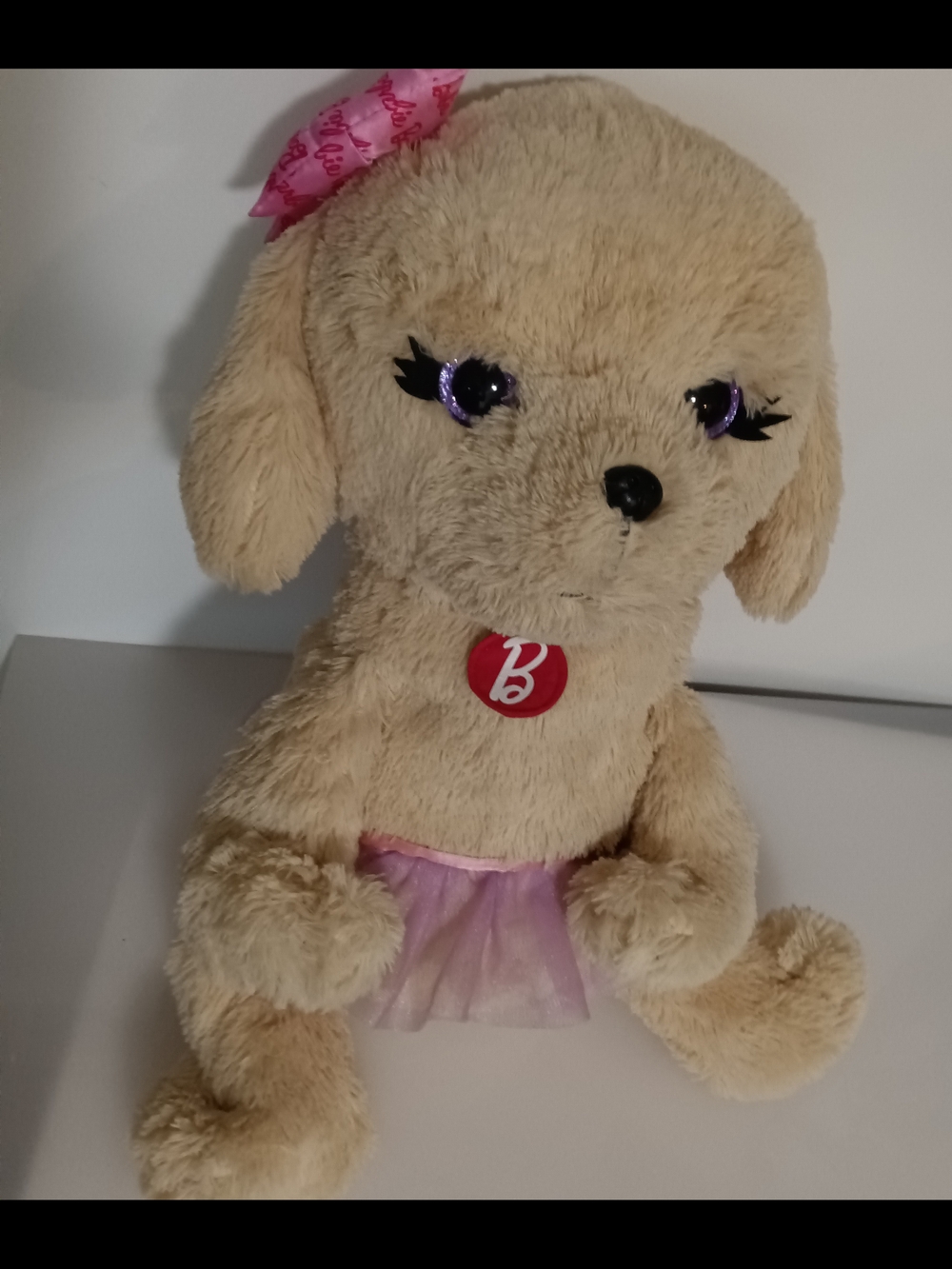 Ballerina Poodle Plush Toy Dog Jumbo 22" Mattel Barbie  Beige Color Beautiful.